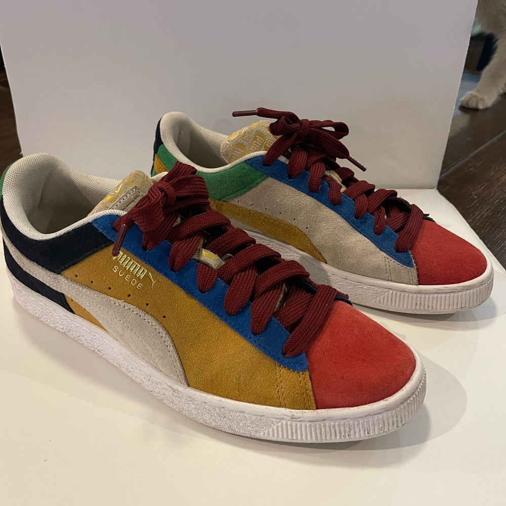Puma Suede Classic Iconix High Risk Red Honey Mustard multi colored look